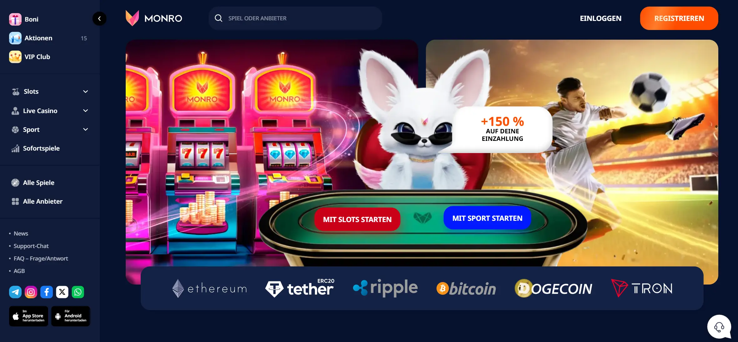 Monro casino homepage